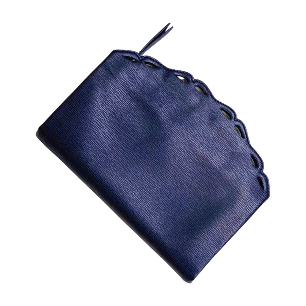 Banana Republic Synthetic Leather Clutch - Textured Navy - Designed Edging
